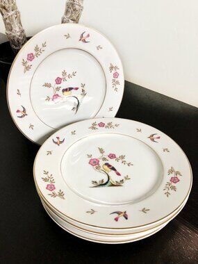 Berkeley House Fine China Set of 6 Salad Plates, Bird Pattern 4678